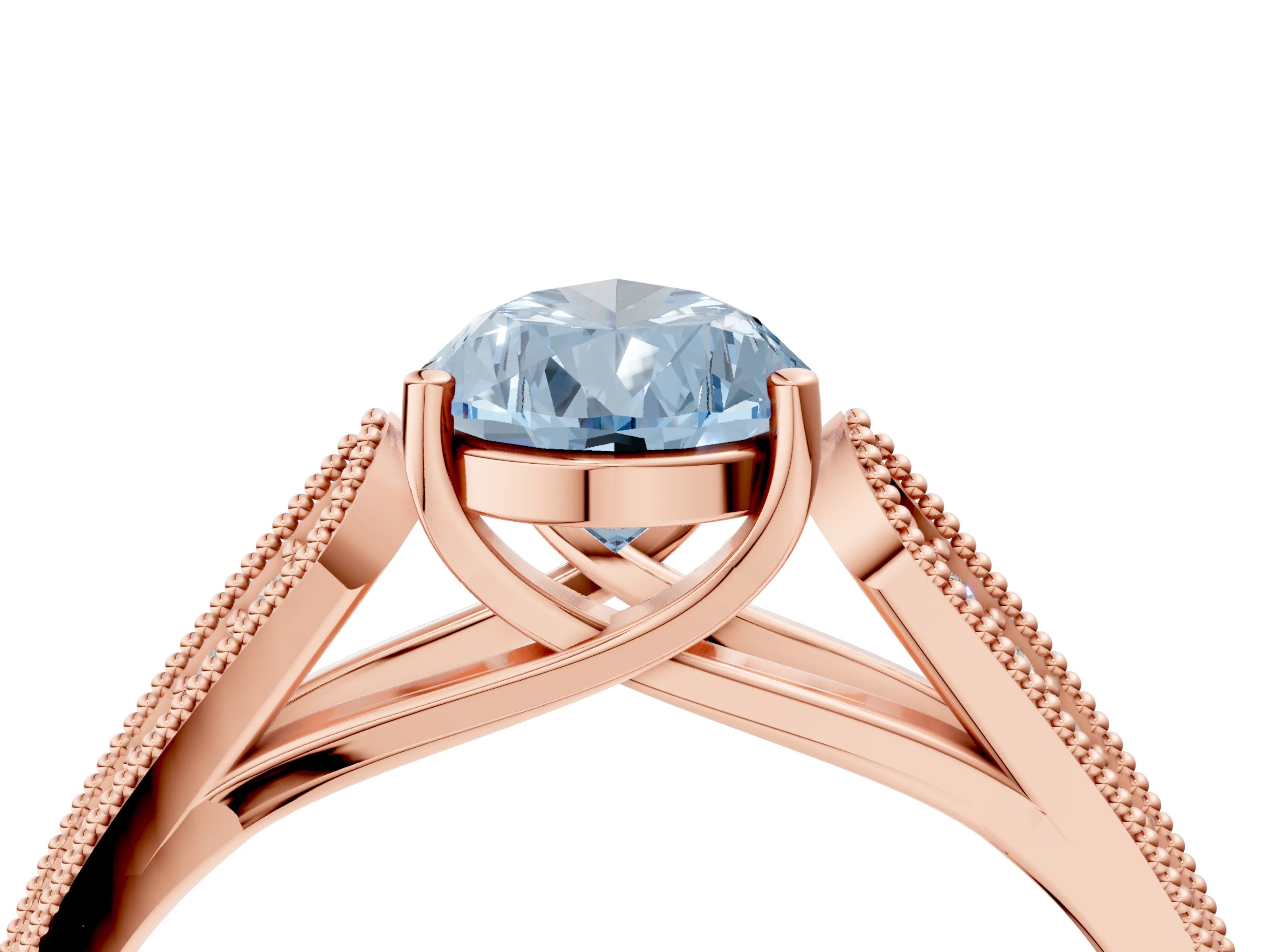 Rose gold Fancy Blue Pear Cut Cut Pave Split Shank Engagement Ring with Four-Prong Setting_4