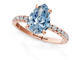 Rose gold Fancy Blue Pear Cut Diamond Brilliant Solitaire Ring with Pavé Band and Four-Prong Setting_1