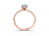 Rose gold Fancy Blue Pear Cut Diamond Brilliant Solitaire Ring with Pavé Band and Four-Prong Setting_15