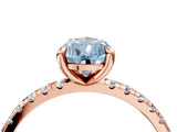 Rose gold Fancy Blue Pear Cut Diamond Brilliant Solitaire Ring with Pavé Band and Four-Prong Setting_16