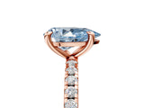 Rose gold Fancy Blue Pear Cut Diamond Brilliant Solitaire Ring with Pavé Band and Four-Prong Setting_17