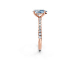 Rose gold Fancy Blue Pear Cut Diamond Brilliant Solitaire Ring with Pavé Band and Four-Prong Setting_2