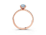 Rose gold Fancy Blue Pear Cut Diamond Brilliant Solitaire Ring with Pavé Band and Four-Prong Setting_3
