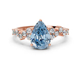 Rose gold Fancy Blue Pear Cut Diamond Cluster Pavé Band with Four-Prong Setting_12