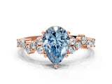 Rose gold Fancy Blue Pear Cut Diamond Cluster Pavé Band with Four-Prong Setting_3