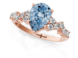 Rose gold Fancy Blue Pear Cut Diamond Cluster Pavé Band with Four-Prong Setting_4