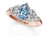 Rose gold Fancy Blue Pear  Cut Diamond Cluster Ring with Round Accent Stones and Prong Setting on a Classic Band_53