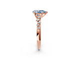 Rose gold Fancy Blue Pear Cut Diamond Cluster Side Stone Solitaire Ring with Prong Setting_72
