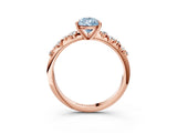 Rose gold Fancy Blue Pear Cut Diamond Cluster Side Stone Solitaire Ring with Prong Setting_73