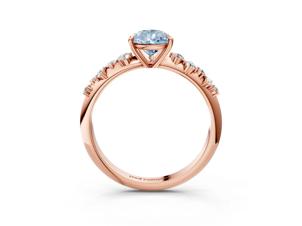Rose Gold Pear-Shaped Graduated Cluster Engagement Ring Setting for Fancy Blue Center