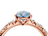 Rose gold Fancy Blue Pear Cut Diamond Cluster Side Stone Solitaire Ring with Prong Setting_74