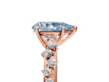 Rose gold Fancy Blue Pear Cut Diamond Cluster Side Stone Solitaire Ring with Prong Setting_75