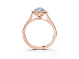 Rose gold Fancy Blue Pear Cut Diamond Cushion Halo Ring with Pavé Band_3