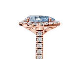 Rose gold Fancy Blue Pear Cut Diamond Cushion Halo Ring with Pavé Band_5
