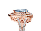 Rose gold Fancy Blue Pear Cut Diamond Double Halo Ring with Pavé Band and Prong Setting_98