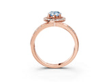 Rose gold Fancy Blue Pear Cut Diamond Double Halo Ring with Split Shank and Four-Prong Setting_3