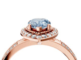 Rose gold Fancy Blue Pear Cut Diamond Double Halo Ring with Split Shank and Four-Prong Setting_4