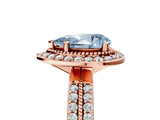 Rose gold Fancy Blue Pear Cut Diamond Double Halo Ring with Split Shank and Four-Prong Setting_5