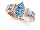 Rose gold Fancy Blue Pear Cut Diamond Engagement Ring with Baguette Side Stones and Channel Set Band_21
