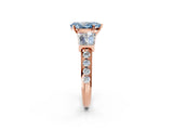 Rose gold Fancy Blue Pear Cut Diamond Engagement Ring with Baguette Side Stones and Channel Set Band_22