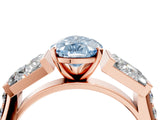 Rose gold Fancy Blue Pear Cut Diamond Engagement Ring with Baguette Side Stones and Channel Set Band_24
