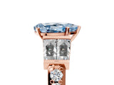 Rose gold Fancy Blue Pear Cut Diamond Engagement Ring with Baguette Side Stones and Channel Set Band_25