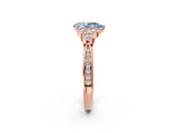 Rose gold Fancy Blue Pear  Cut Diamond Engagement Ring with Bezel Set Round Side Stones and Prong Setting_53