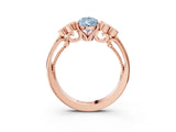 Rose gold Fancy Blue Pear  Cut Diamond Engagement Ring with Bezel Set Round Side Stones and Prong Setting_54