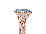 Rose gold Fancy Blue Pear  Cut Diamond Engagement Ring with Bezel Set Round Side Stones and Prong Setting_56