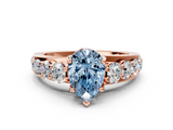 Rose gold Fancy Blue Pear  Cut Diamond Engagement Ring with Pavé Band and Four-Prong Setting_3