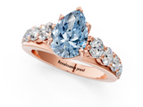 Rose gold Fancy Blue Pear  Cut Diamond Engagement Ring with Pavé Band and Four-Prong Setting_4