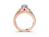 Rose gold Fancy Blue Pear  Cut Diamond Engagement Ring with Pavé Band and Four-Prong Setting_6