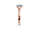 Rose gold Fancy Blue Pear Cut Diamond Engagement Ring with Side Stone Accents and Four-Prong Setting_14