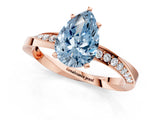 Rose gold Fancy Blue Pear Cut Diamond Engagement Ring with Side Stone Accents and Four-Prong Setting_61