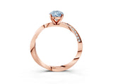 Rose gold Fancy Blue Pear Cut Diamond Engagement Ring with Side Stone Accents and Four-Prong Setting_63