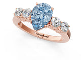 Rose gold Fancy Blue Pear  Cut Diamond Five-Stone Prong Set White Gold Ring_33