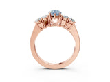 Rose gold Fancy Blue Pear  Cut Diamond Five-Stone Prong Set White Gold Ring_35
