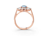 Rose gold Fancy Blue Pear Cut Diamond Floral Double Halo Engagement Ring with Prong Setting_27
