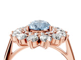 Rose gold Fancy Blue Pear Cut Diamond Floral Double Halo Engagement Ring with Prong Setting_28