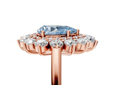 Rose gold Fancy Blue Pear Cut Diamond Floral Double Halo Engagement Ring with Prong Setting_29