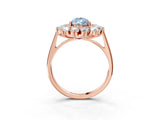 Rose gold Fancy Blue Pear Cut Diamond Floral Double Halo Engagement Ring with Prong Setting_63