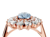 Rose gold Fancy Blue Pear Cut Diamond Floral Double Halo Engagement Ring with Prong Setting_64
