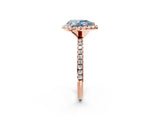 Rose gold Fancy Blue Pear  Cut Diamond Floral Halo Engagement Ring with Pavé Band and Prong Setting_38