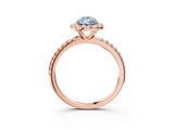 Rose gold Fancy Blue Pear  Cut Diamond Floral Halo Engagement Ring with Pavé Band and Prong Setting_39