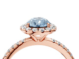 Rose gold Fancy Blue Pear  Cut Diamond Floral Halo Engagement Ring with Pavé Band and Prong Setting_40