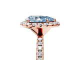 Rose gold Fancy Blue Pear  Cut Diamond Floral Halo Engagement Ring with Pavé Band and Prong Setting_41