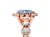 Rose gold Fancy Blue Pear  Cut Diamond Floral Halo Engagement Ring with Shared Prong Setting 5