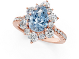 Rose gold Fancy Blue Pear  Cut Diamond Floral Halo Pave Band with Prong Setting_37