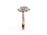 Rose gold Fancy Blue Pear  Cut Diamond Floral Halo Pave Band with Prong Setting_38