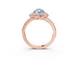 Rose gold Fancy Blue Pear  Cut Diamond Floral Halo Pave Band with Prong Setting_39